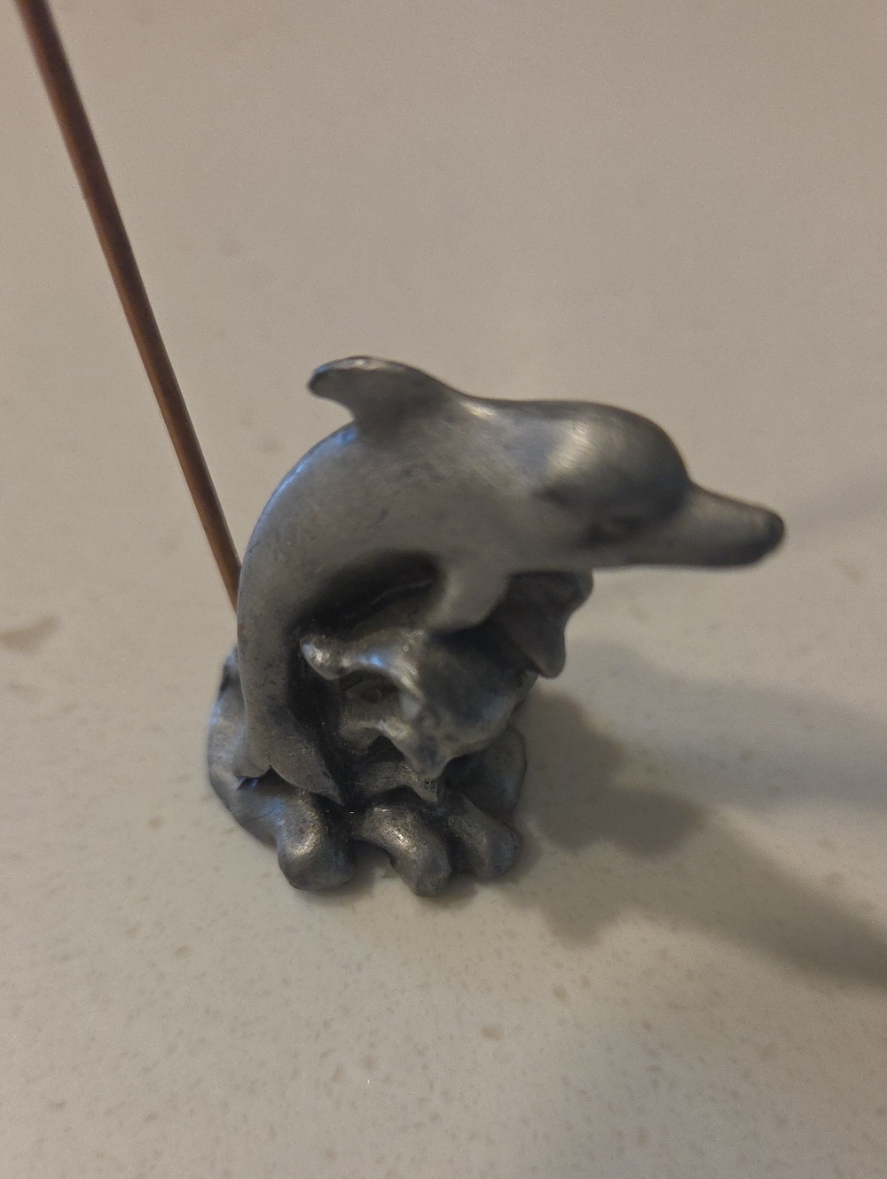Solid Pewter Dolphin Incense Holder